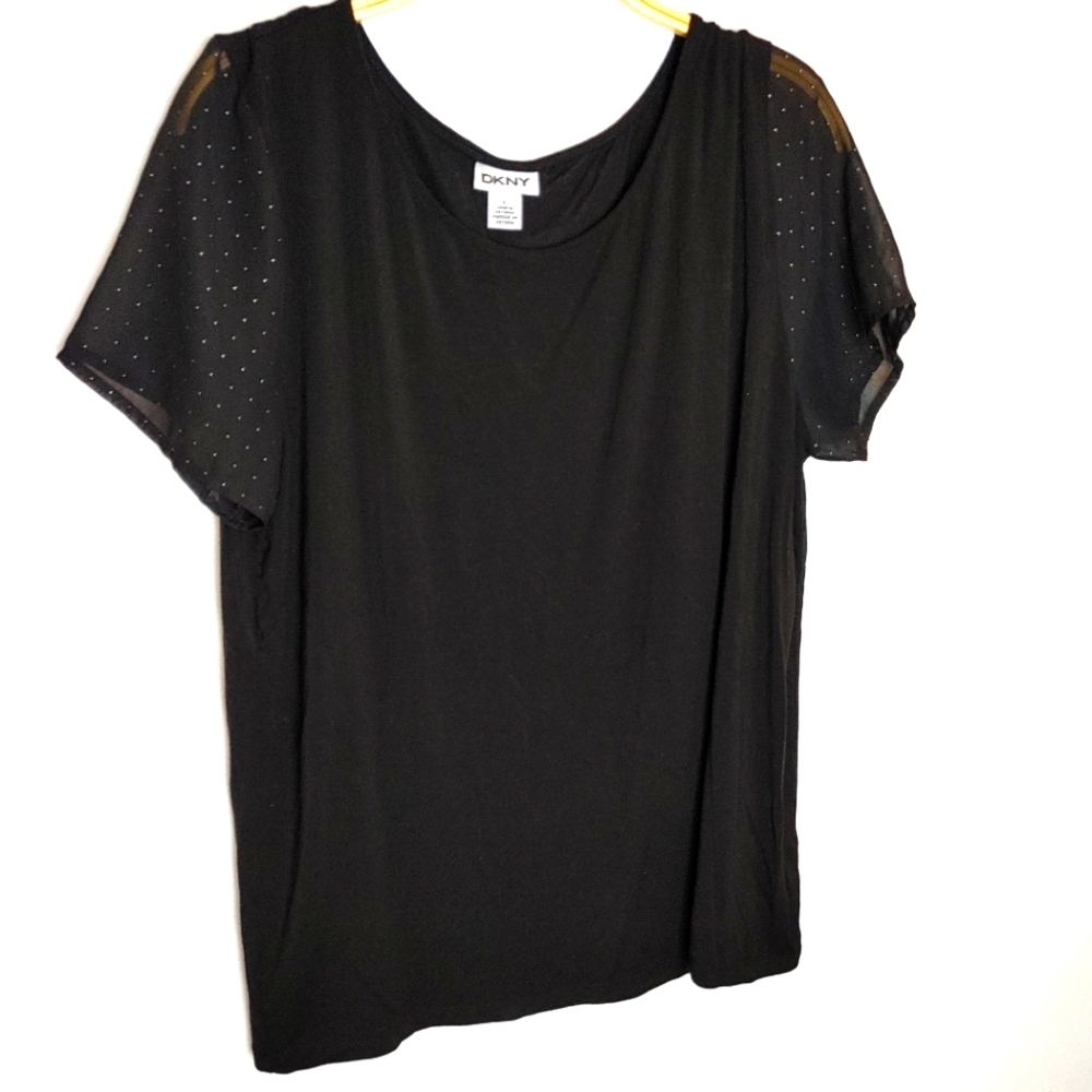 DKNY Accent Sheer Sleeve top